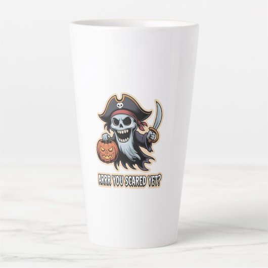 Pirate Boo – Spooky Cute Halloween Ghost sword Latte Mok (Voorkant)