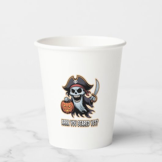 Pirate Boo – Spooky Cute Halloween Ghost sword Papieren Bekers (Voorkant)