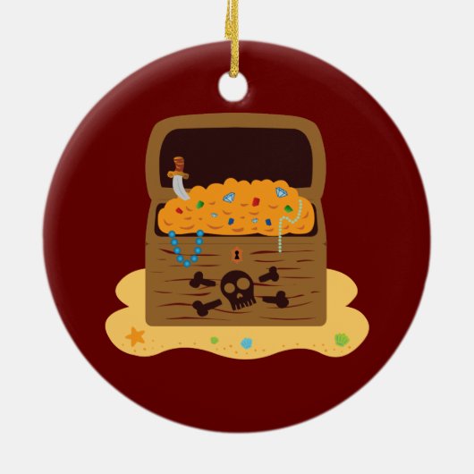 Pirate Booty Treasure Chest Keramisch Ornament (Achterkant)