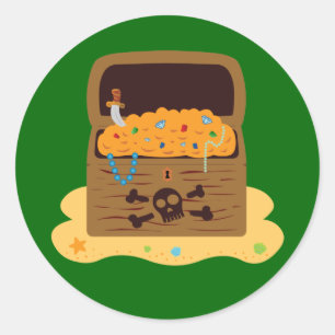 Pirate Booty Treasure Chest Ronde Sticker