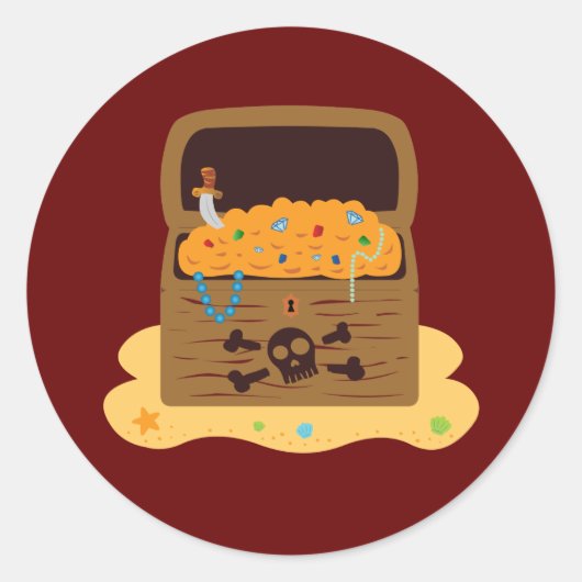Pirate Booty Treasure Chest Ronde Sticker (Voorkant)