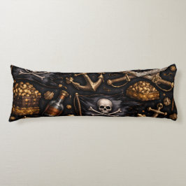 Pirate bounty Jolly Roger and golden treasure look Lichaamskussen