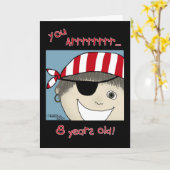 Pirate Boy acht jaar oud Kaart (Gele Bloem)