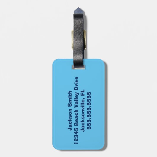 Pirate Boy Beach Summer Cute Kinder Monogram Blue Bagagelabel (Achterkant verticaal)