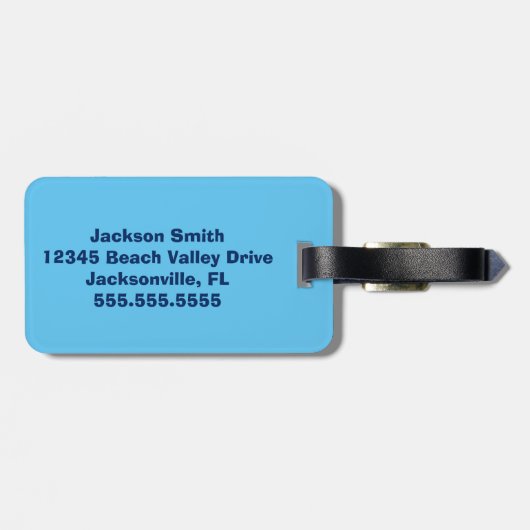 Pirate Boy Beach Summer Cute Kinder Monogram Blue Bagagelabel (Achterkant horizontaal)