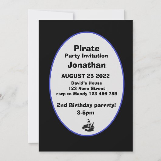 Pirate Boy Birthday Invite Notitiekaartje (Achterkant)