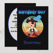 Pirate Boy Birthday Invite Notitiekaartje (Voorkant / Achterkant)
