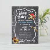 Pirate Boy Birthday Party Chalkboard Adventure Map Kaart (Staand voorkant)