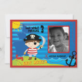 Pirate Boy Birthday Party Invitation, Ahoy Mateys! Kaart (Voorkant)