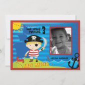 Pirate Boy Birthday Party Invitation, Ahoy Mateys! Kaart (Voorkant)