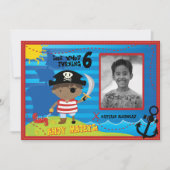 Pirate Boy Birthday Party Invitation, Ahoy Mateys! Kaart (Voorkant)
