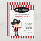 Pirate Boy BIrthday-uitnodigingen Kaart (Voorkant / Achterkant)