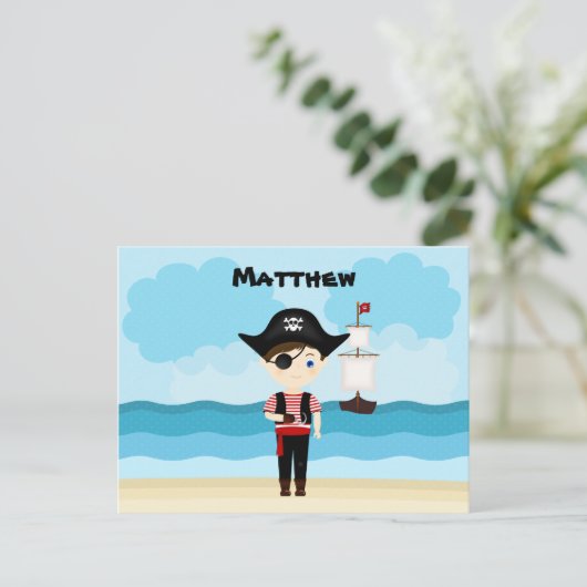 Pirate Boy Briefkaart (Staand voorkant)