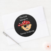 Pirate Boy Custom Bookplate Sjabloon voor Kinderen Ronde Sticker (Envelop)