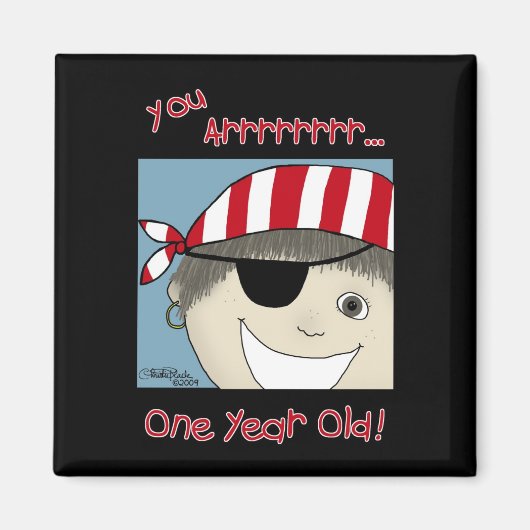 Pirate Boy een jaar oud Magneet (Voorkant)