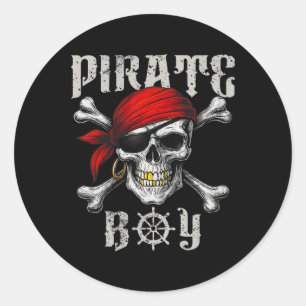Pirate Boy Jolly Roger Vlag en schedel Crossbones Ronde Sticker