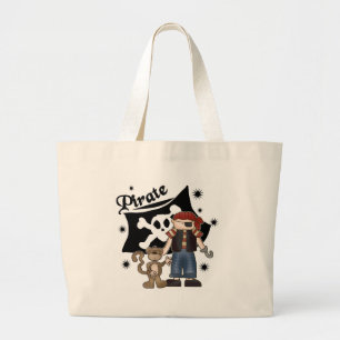 Pirate Boy met aap Grote Tote Bag