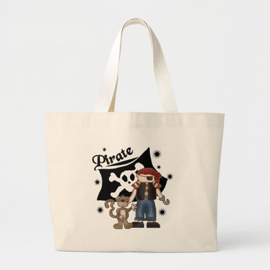 Pirate Boy met aap Grote Tote Bag (Voorkant)