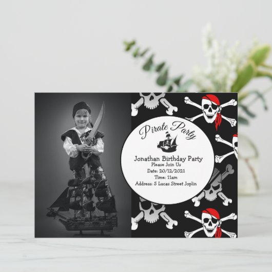 Pirate Boy Party Invitation Kaart (Staand voorkant)