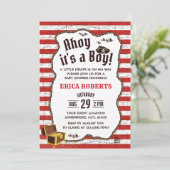 Pirate Boy Red Stripes het Baby shower van de Kaar Kaart (Staand voorkant)