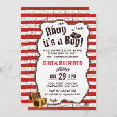 Pirate Boy Red Stripes het Baby shower van de Kaar Kaart (Voorkant / Achterkant)