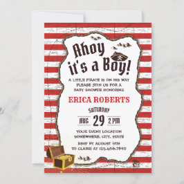 Pirate Boy Red Stripes het Baby shower van de Kaar Kaart