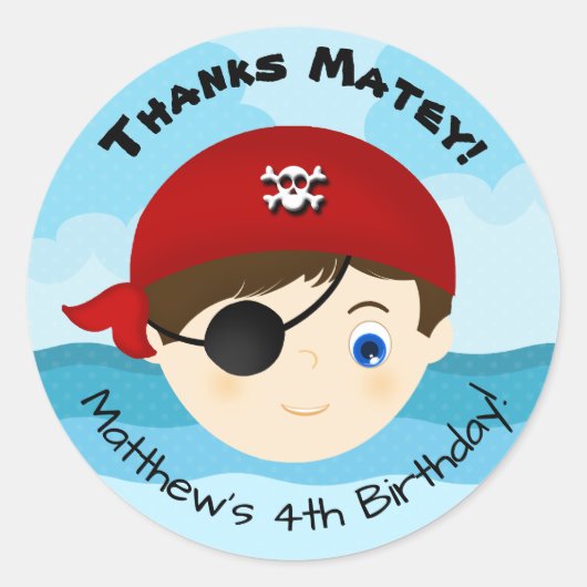 Pirate Boy Ronde Sticker (Voorkant)