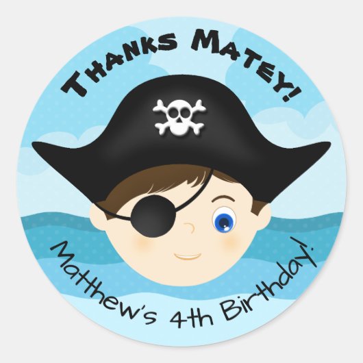 Pirate Boy Ronde Sticker (Voorkant)
