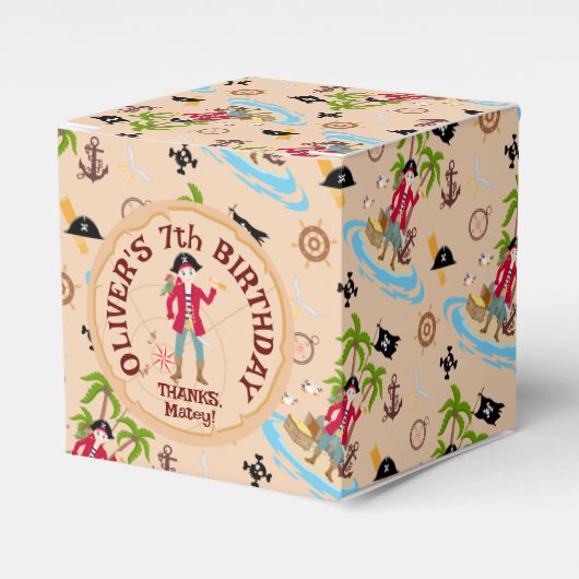 Pirate Boy Schatkaart Leuk Verjaardagsfeest Bedankdoosjes (Voorkant Zijde)