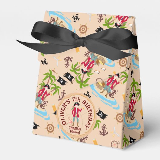 Pirate Boy Schatkaart Leuk Verjaardagsfeest Bedankdoosjes (Voorkant Zijde)