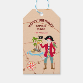 Pirate Boy Schatkaart Leuk Verjaardagsfeest Cadeaulabel