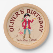 Pirate Boy Schatkaart Leuk Verjaardagsfeest Papieren Bordje (Voorkant)