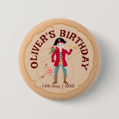 Pirate Boy Schatkaart Leuk Verjaardagsfeest Ronde Button 5,7 Cm (Voorkant)