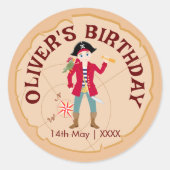 Pirate Boy Schatkaart Leuk Verjaardagsfeest Ronde Sticker (Voorkant)