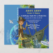Pirate Boy Tropische vis onder het zee Verjaardag Uitnodiging Briefkaart (Voorkant / Achterkant)