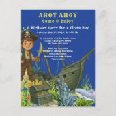 Pirate Boy Tropische vis onder het zee Verjaardag Uitnodiging Briefkaart (Voorkant)