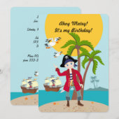 Pirate boy, uitnodiging voor verjaardagsfeestdag (Voorkant / Achterkant)