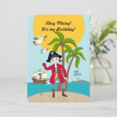 Pirate boy, uitnodiging voor verjaardagsfeestdag (Staand voorkant)