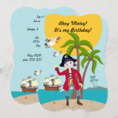 Pirate boy, uitnodiging voor verjaardagsfeestdag (Voorkant / Achterkant)