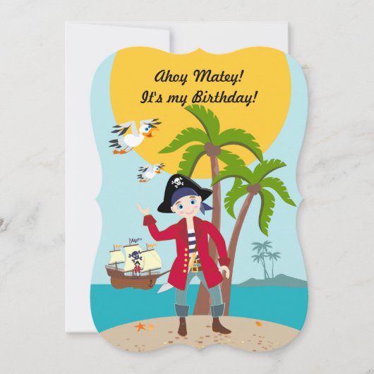 Pirate boy, uitnodiging voor verjaardagsfeestdag (Voorkant)