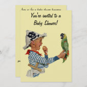  Pirate Boy w Parrot Baby shower Invitation Kaart (Voorkant / Achterkant)
