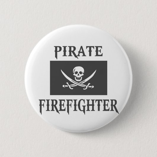 Pirate brandweerman ronde button 5,7 cm (Voorkant)