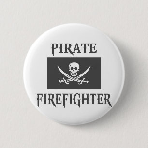 Pirate brandweerman ronde button 5,7 cm