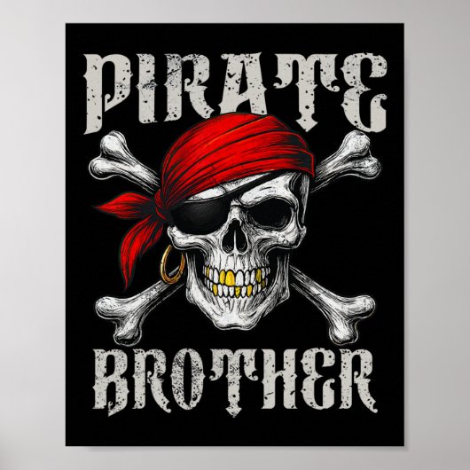Pirate Brother Jolly Roger Vlag en Skull Crossbon Poster (Voorkant)