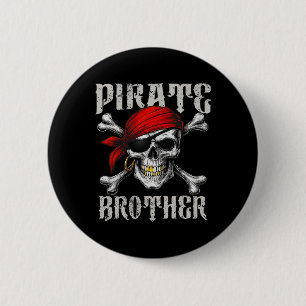 Pirate Brother Jolly Roger Vlag en Skull Crossbon Ronde Button 5,7 Cm