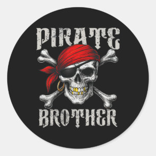 Pirate Brother Jolly Roger Vlag en Skull Crossbon Ronde Sticker