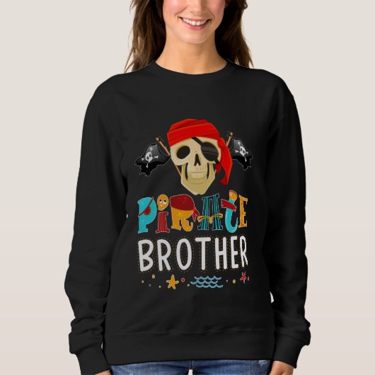 Pirate Brother T-shirt Pirate Theme Halloween Kost (Voorkant)