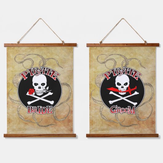 Pirate bruid & bruidegom set hangend wandkleed (Dubbel)