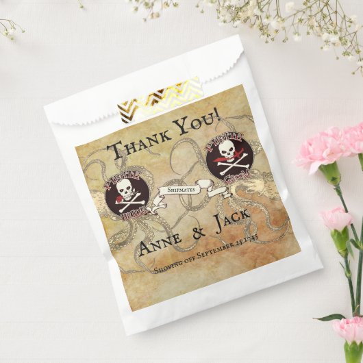Pirate bruiloft "Dank je" Bedankzakje (Gezegeld)