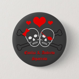 pirate bruiloft pinback ronde button 5,7 cm